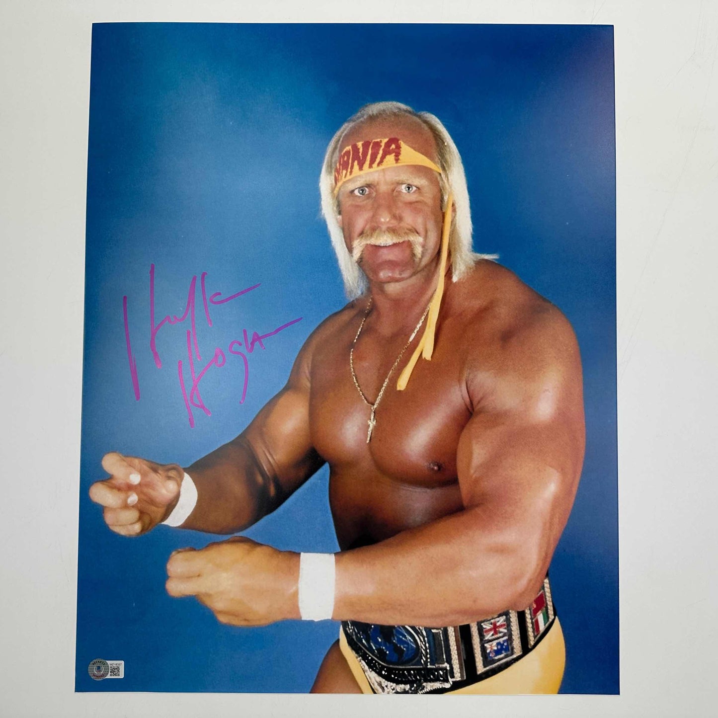Autographed/Signed Hulk Hogan 16x20 WWE WWF Hulkamania Wrestling Photo Beckett BAS COA #8