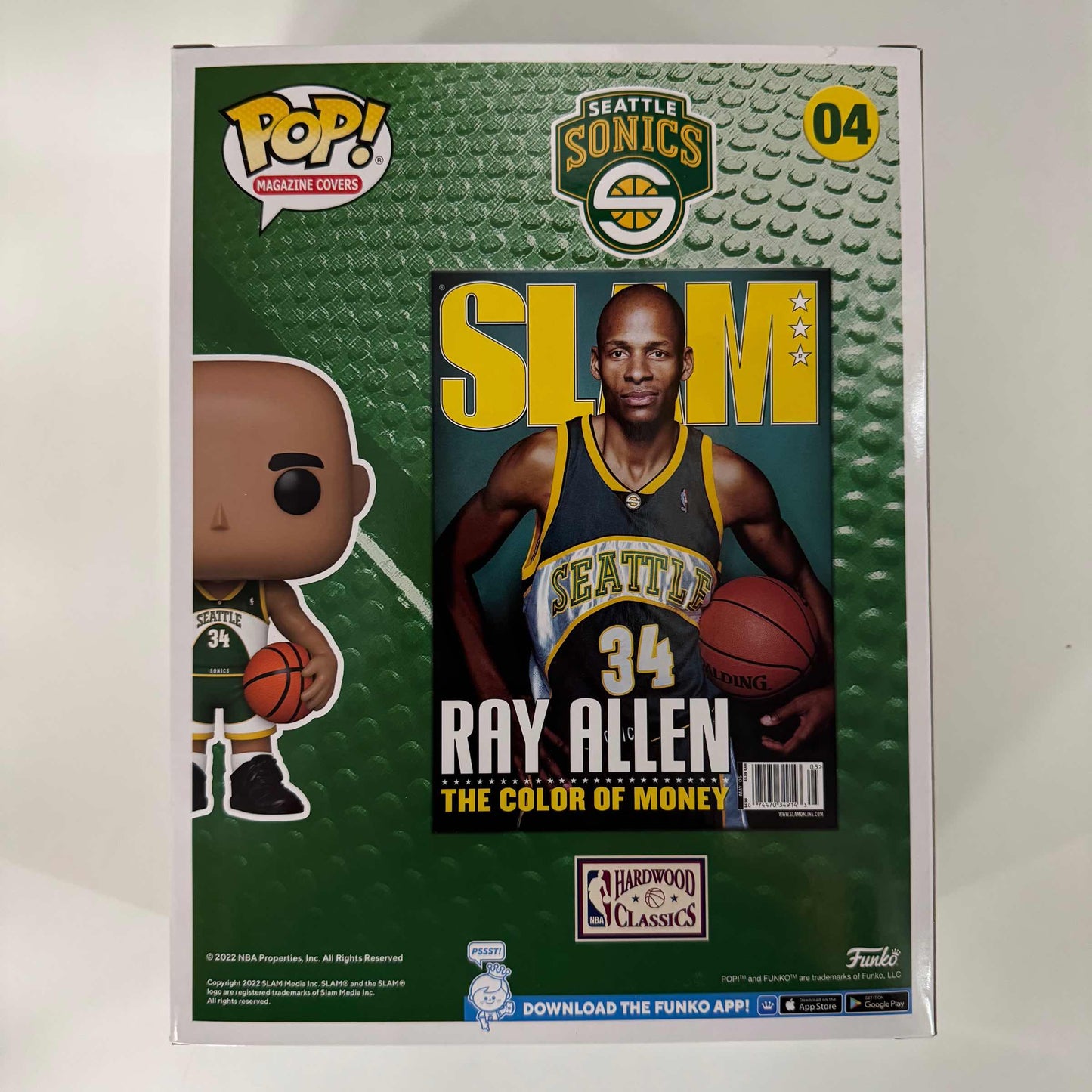 Autographed/Signed Ray Allen Seattle Supersonics Basketball SLAM Magazine Cover Funko Pop #04 Figurine JSA COA