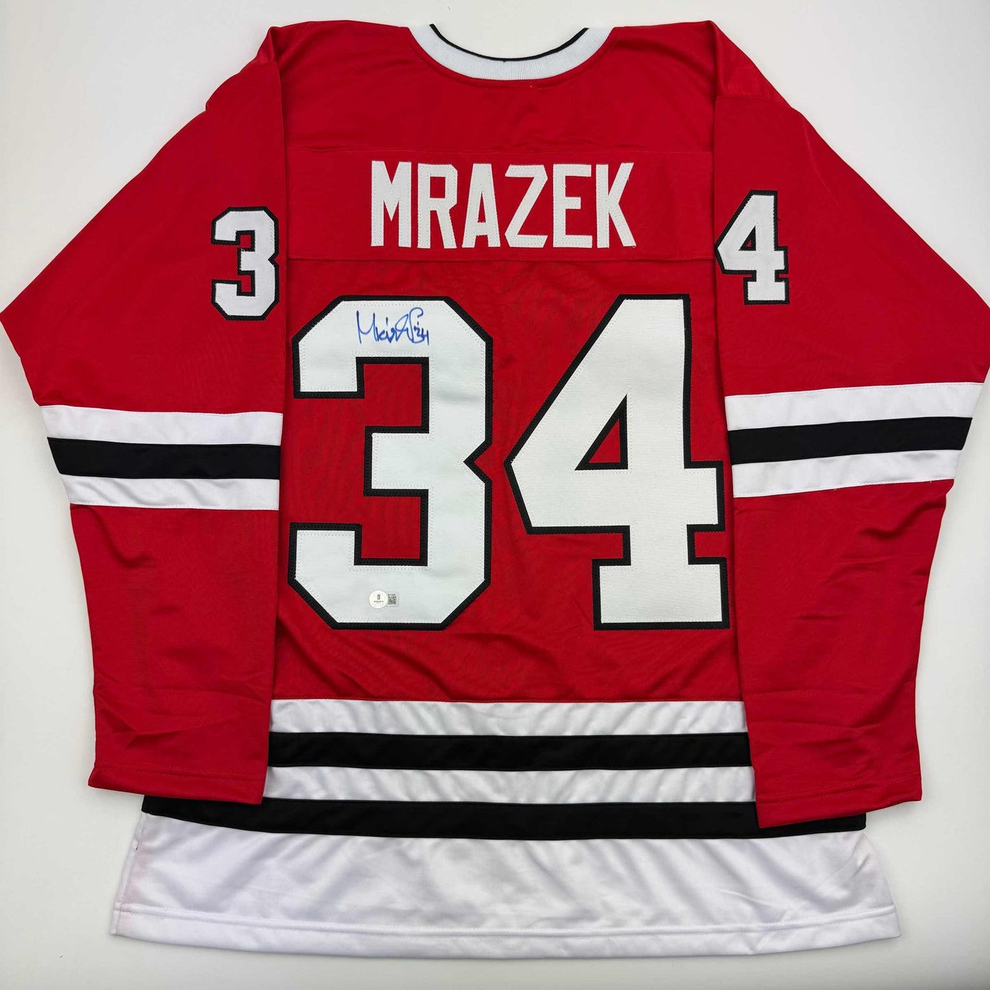 Autographed/Signed Petr Mrazek Chicago Red Hockey Jersey Beckett BAS COA