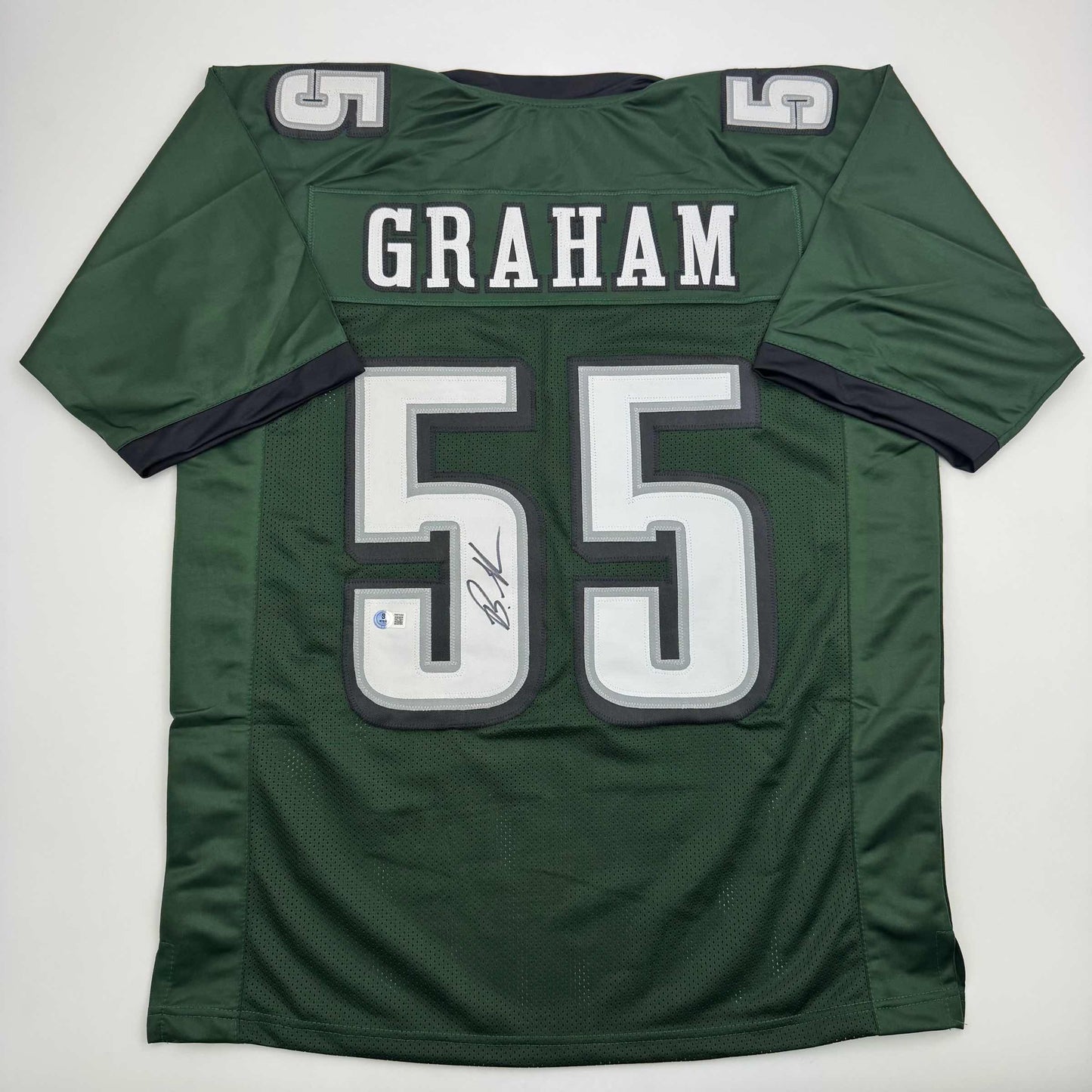 Autographed/Signed Brandon Graham Philadelphia Green Football Jersey Beckett BAS COA