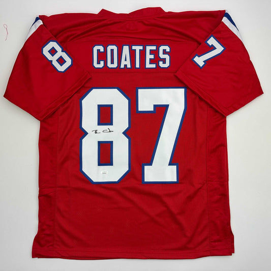Autographed/Signed Ben Coats New England Red Football Jersey JSA COA