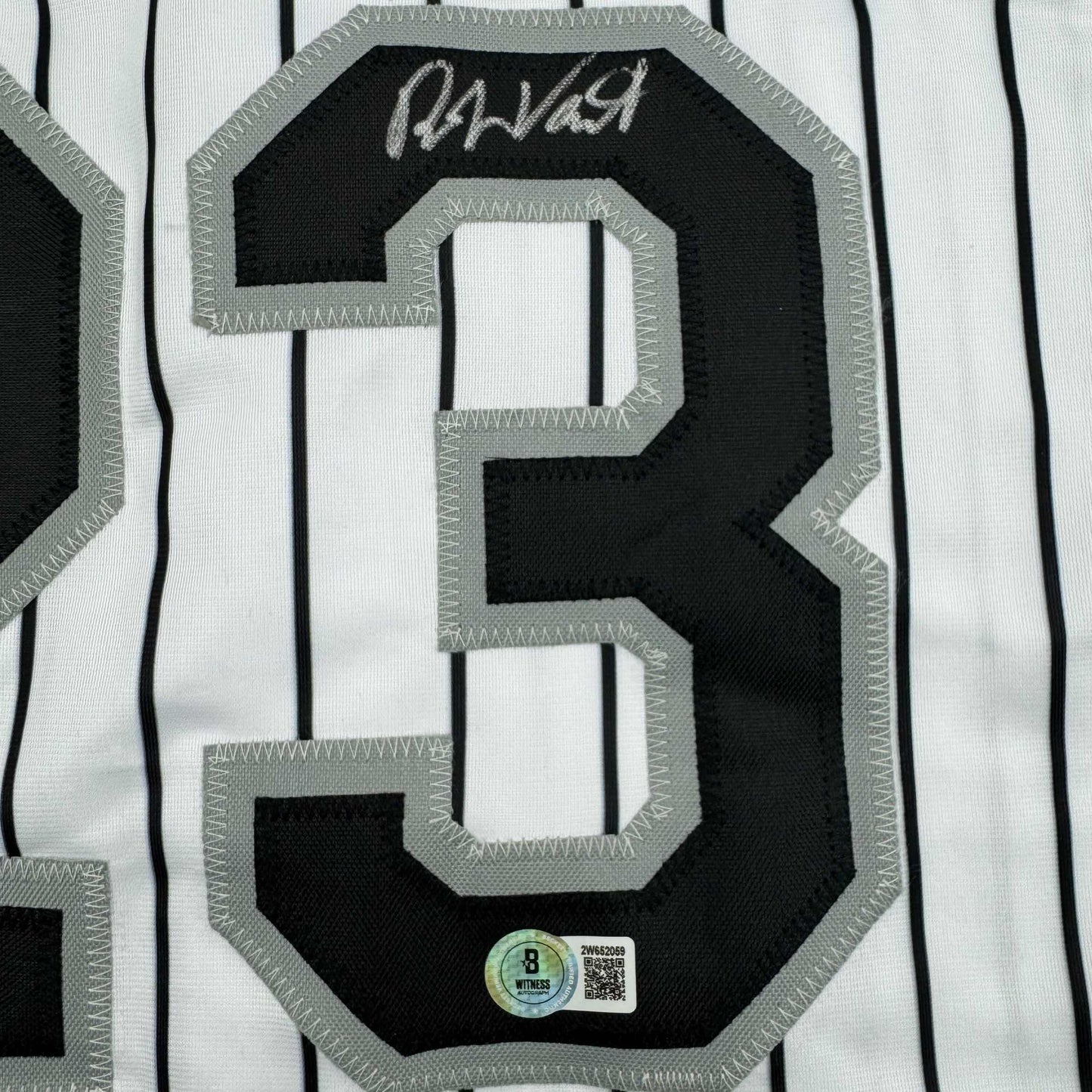 Autographed/Signed Robin Ventura Chicago Pinstripe Baseball Jersey Beckett BAS COA