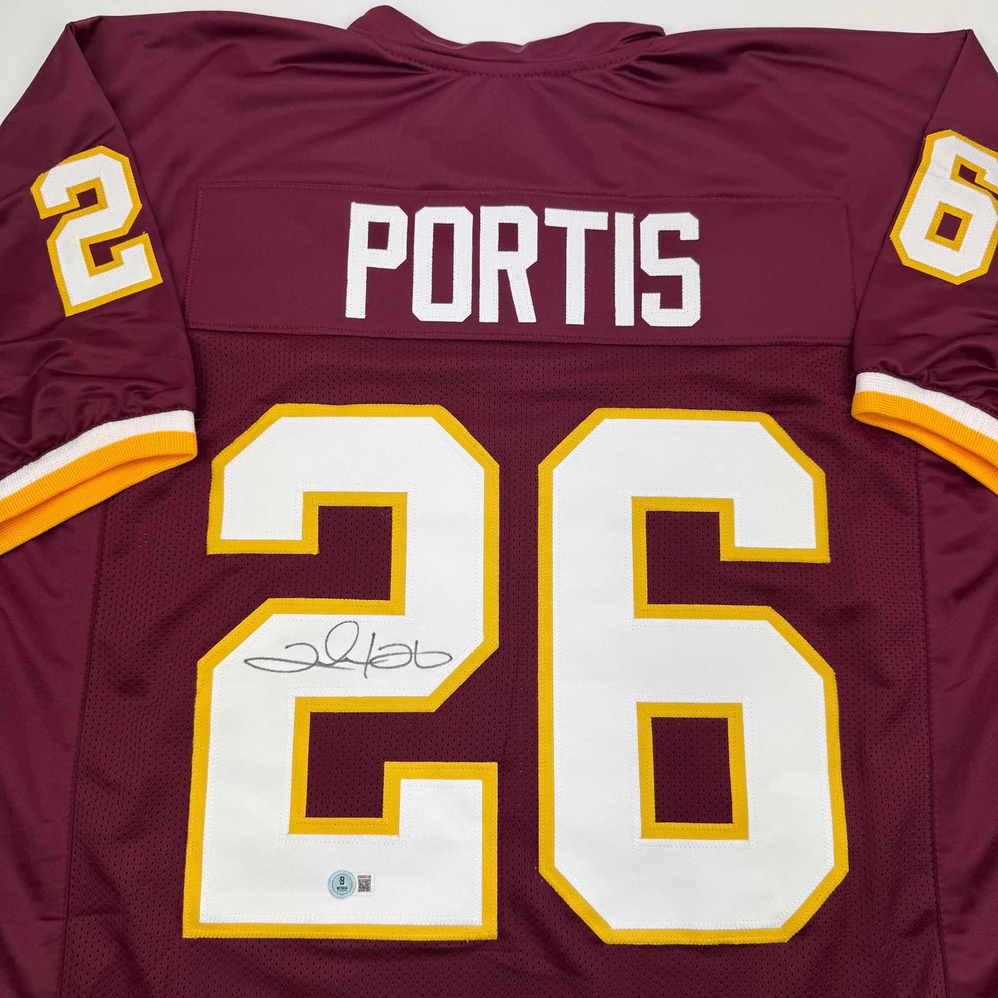 Autographed/Signed Clinton Portis Washington Burgundy Football Jersey Beckett BAS COA