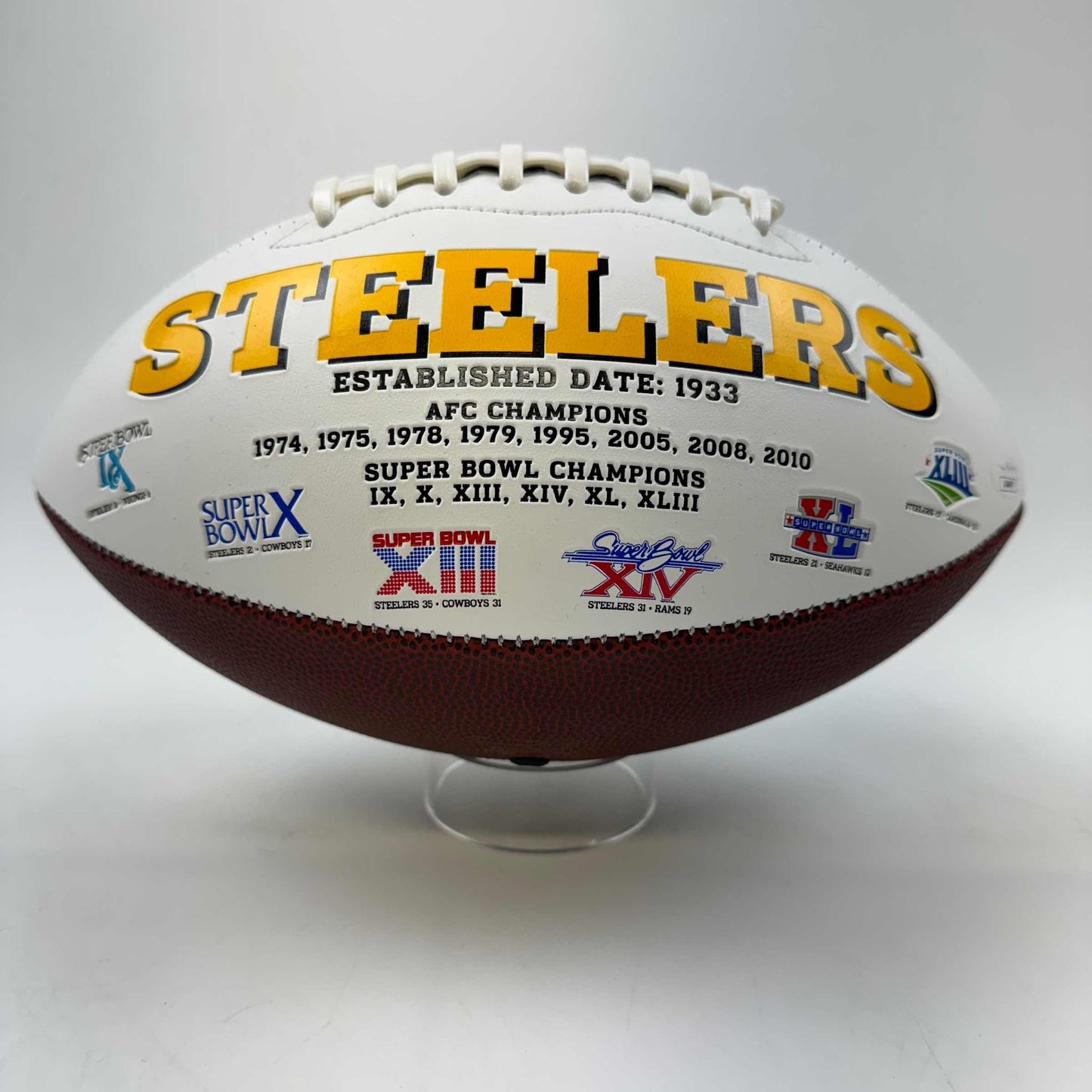 Autographed/Signed George Pickens Pittsburgh Steelers Full Size F/S White Panel Logo Football JSA COA