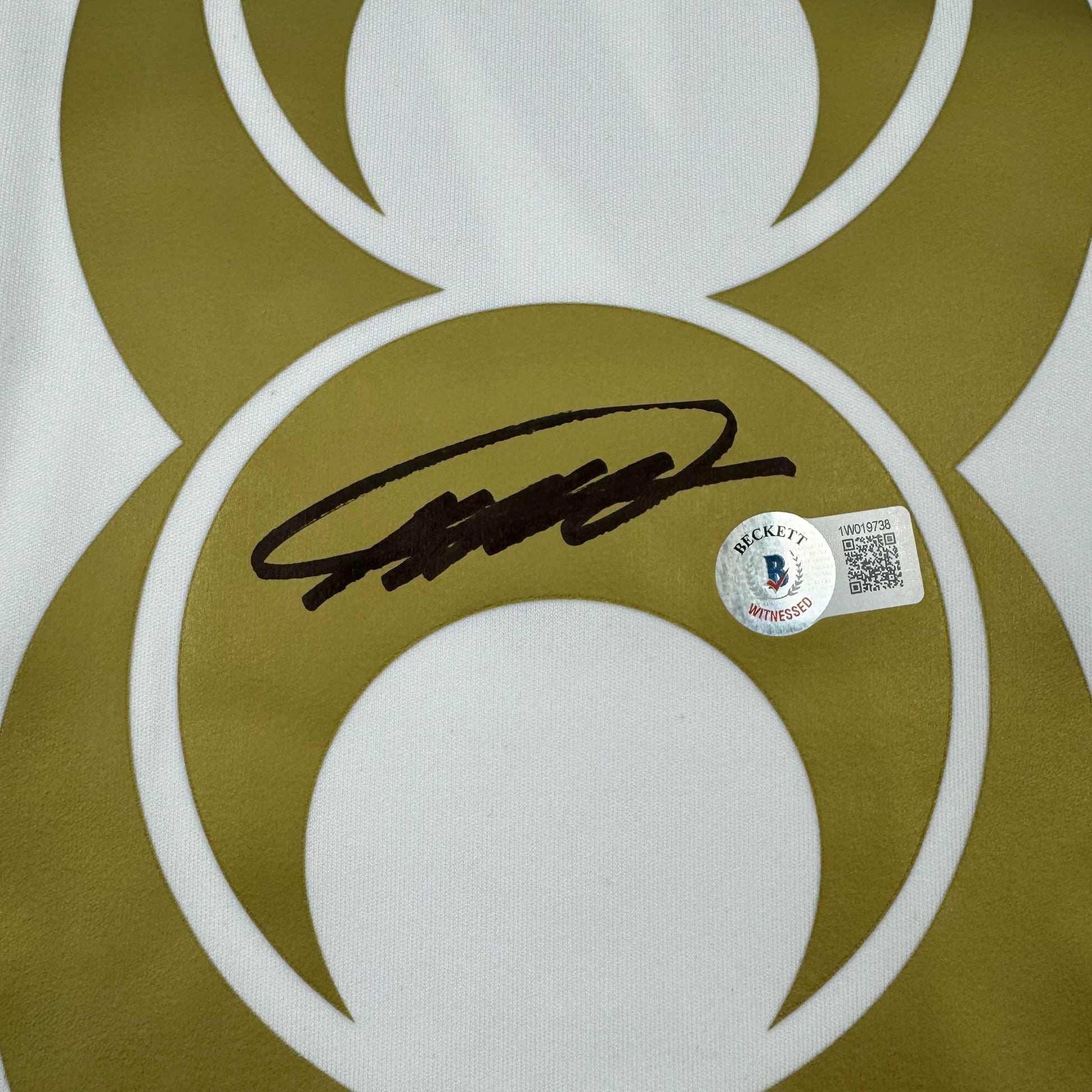 Autographed/Signed Ricardo Kaka Real Madrid White/Gold Retro Soccer Futbol Jersey Beckett BAS COA - Golden Apple Comics