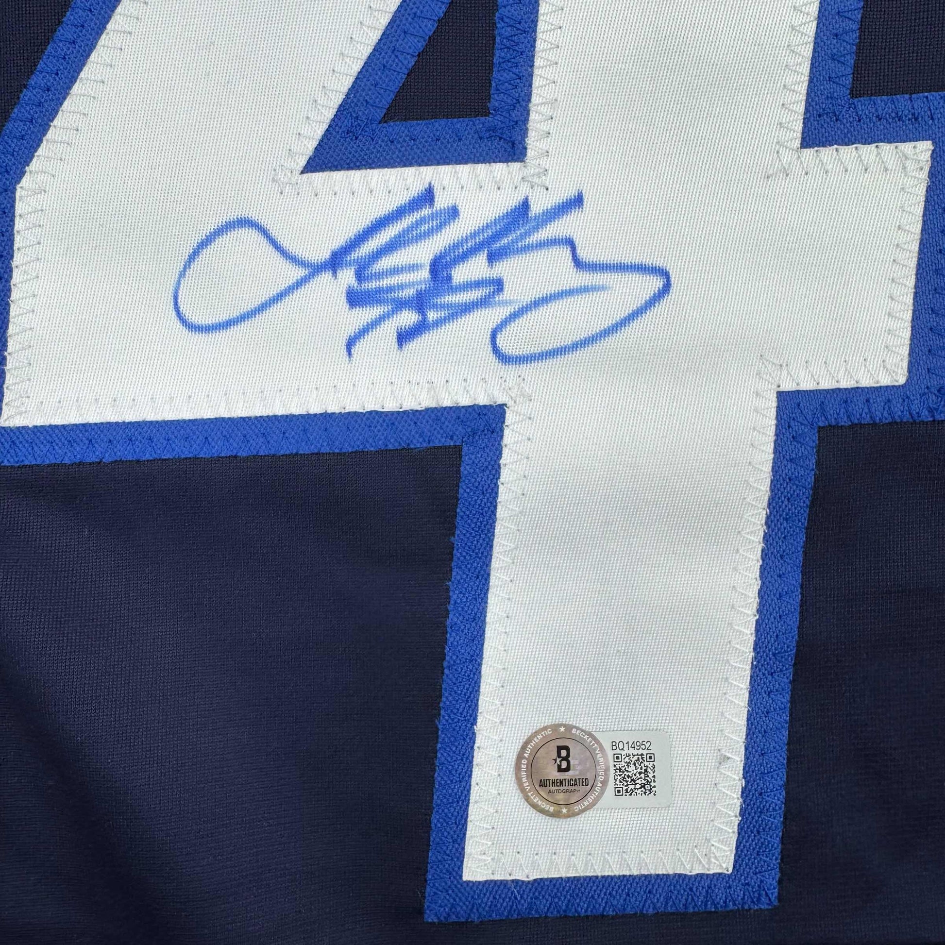 Framed Autographed/Signed Josh Morrissey 35x39 Winnipeg Blue Hockey Jersey Beckett BAS COA - Golden Apple Comics