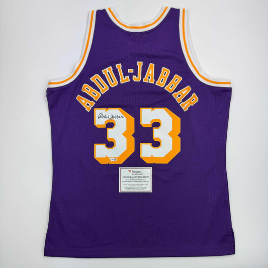 Autographed/Signed Kareem Abdul-Jabbar Los Angeles Lakers Mitchell & Ness Purple Basketball Jersey Fanatics COA
