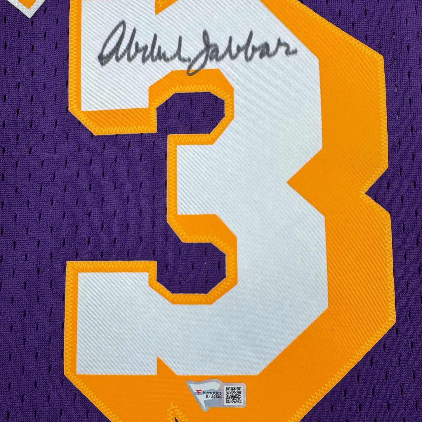 Autographed/Signed Kareem Abdul-Jabbar Los Angeles Lakers Mitchell & Ness Purple Basketball Jersey Fanatics COA