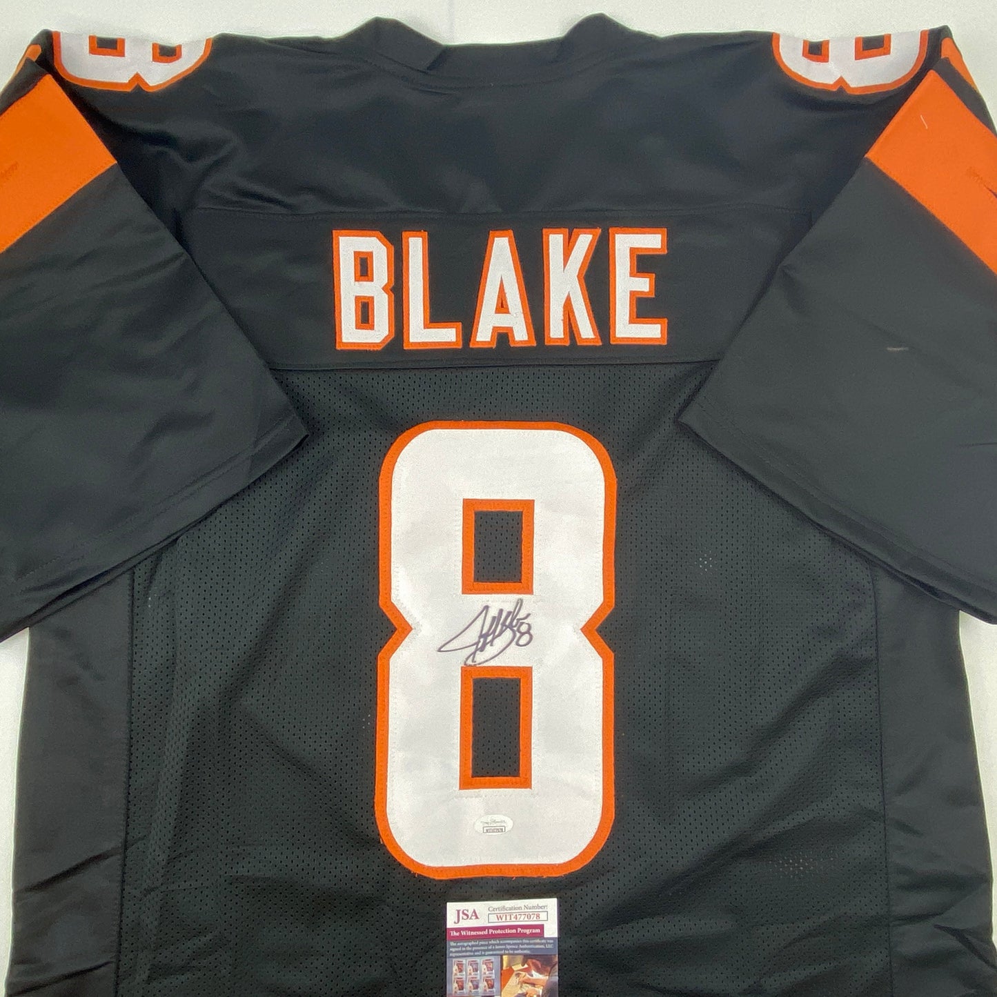 Autographed/Signed Jeff Blake Cincinnati Black Football Jersey JSA COA