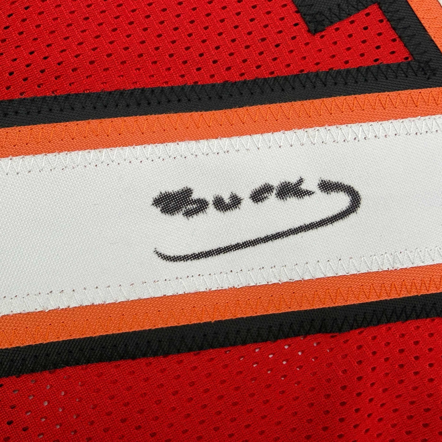 Autographed/Signed Bucky Irving Tampa Bay Red Football Jersey Beckett BAS COA