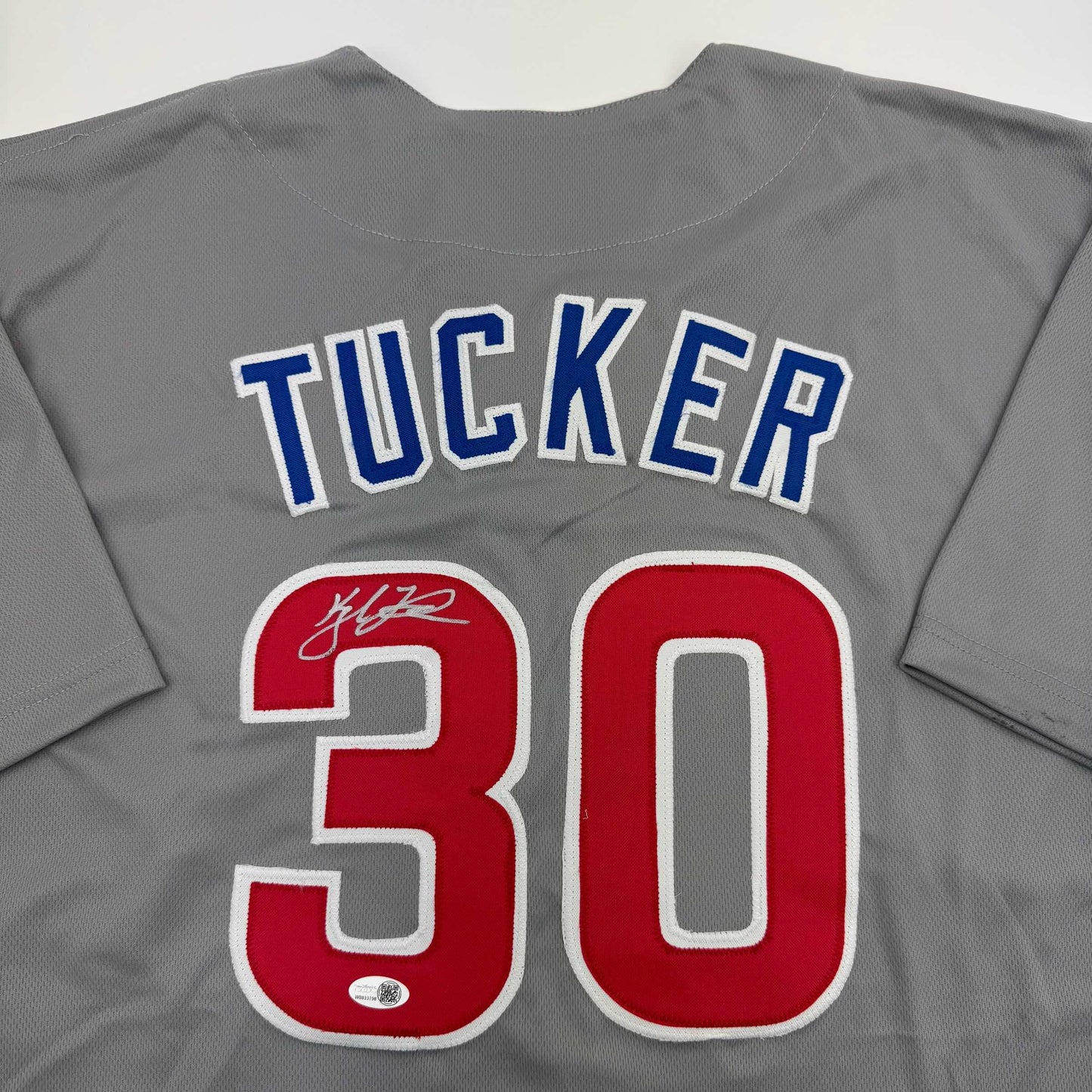 Autographed/Signed Kyle Tucker Chicago Grey Baseball Jersey JSA COA