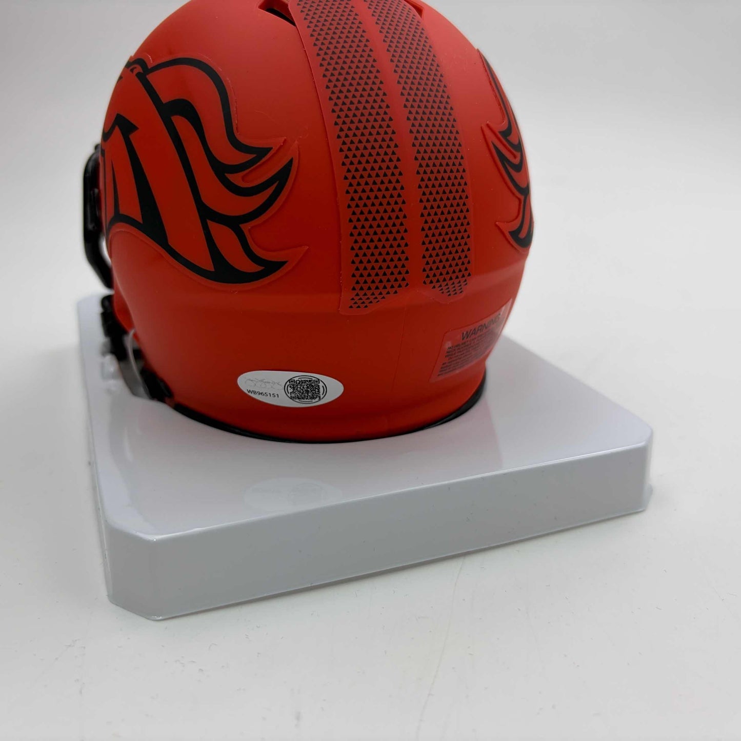 Autographed/Signed RJ R.J. Harvey Denver Broncos Speed Rave Collection Mini Football Helmet JSA COA