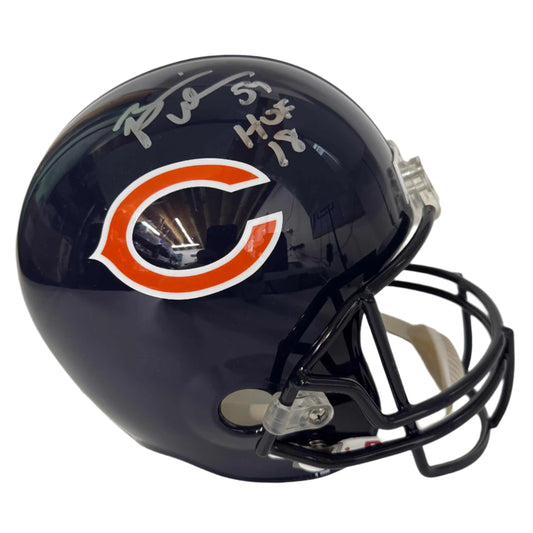 Autographed/Signed Brian Urlacher HOF 18 Chicago Bears Full Size FS F/S Replica Football Helmet Beckett BAS COA
