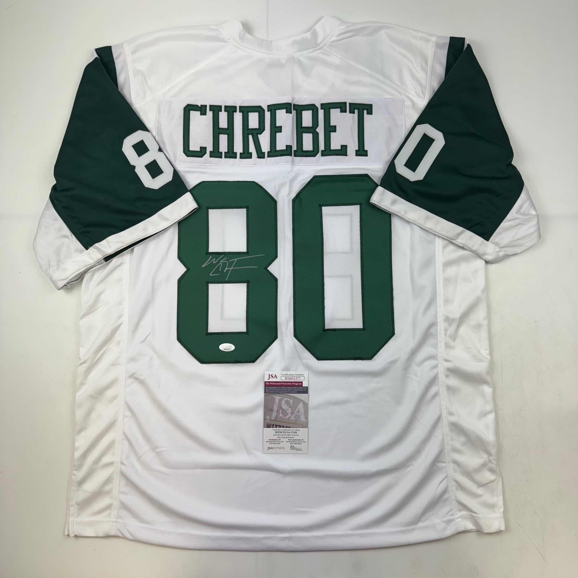 Autographed/Signed Wayne Chrebet New York White Football Jersey JSA COA - Golden Apple Comics