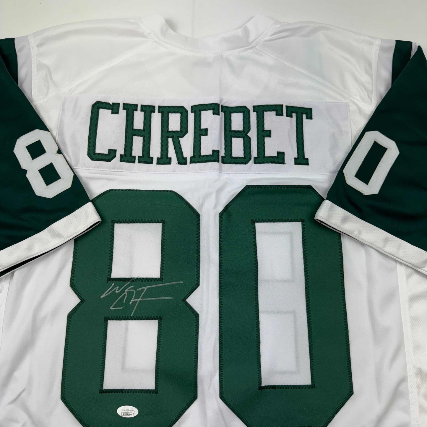 Autographed/Signed Wayne Chrebet New York White Football Jersey JSA COA - Golden Apple Comics