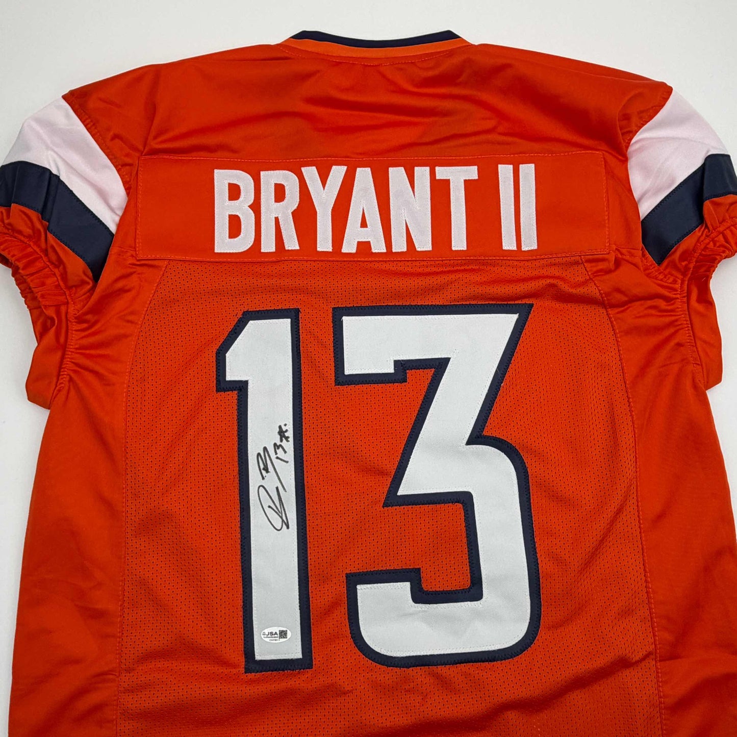 Autographed/Signed Pat Bryant II Denver Orange Pro Cut Football Jersey JSA COA