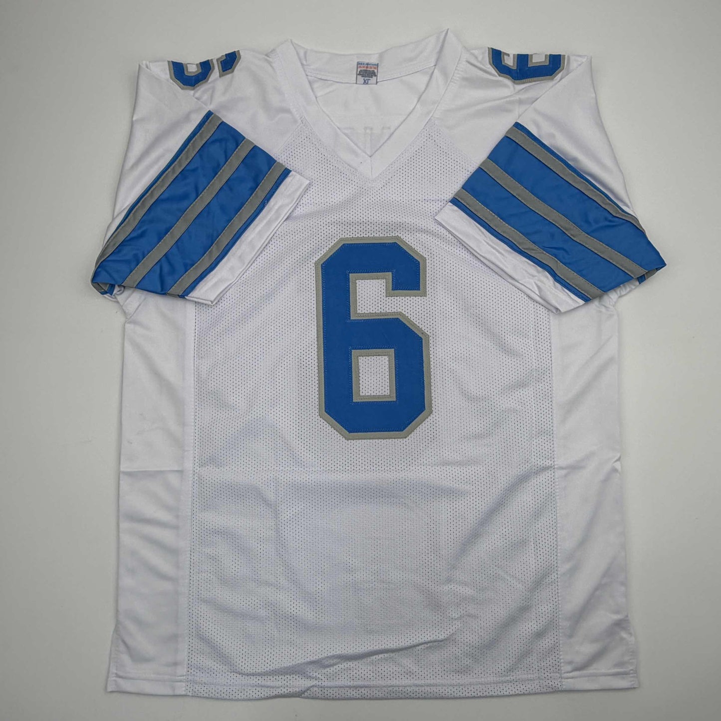 Autographed/Signed Terrion Arnold Detroit White Football Jersey Beckett BAS COA