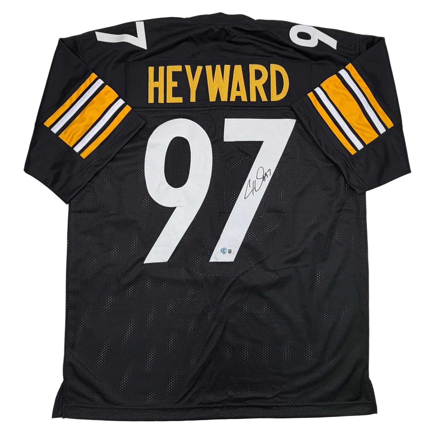 Autographed/Signed Cameron Cam Heyward Pittsburgh Black Football Jersey Beckett BAS COA