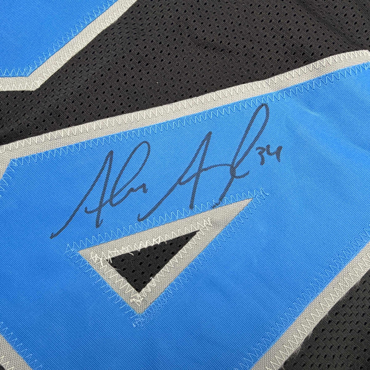 Autographed/Signed Alex Anzalone Detroit Black Football Jersey Beckett BAS COA