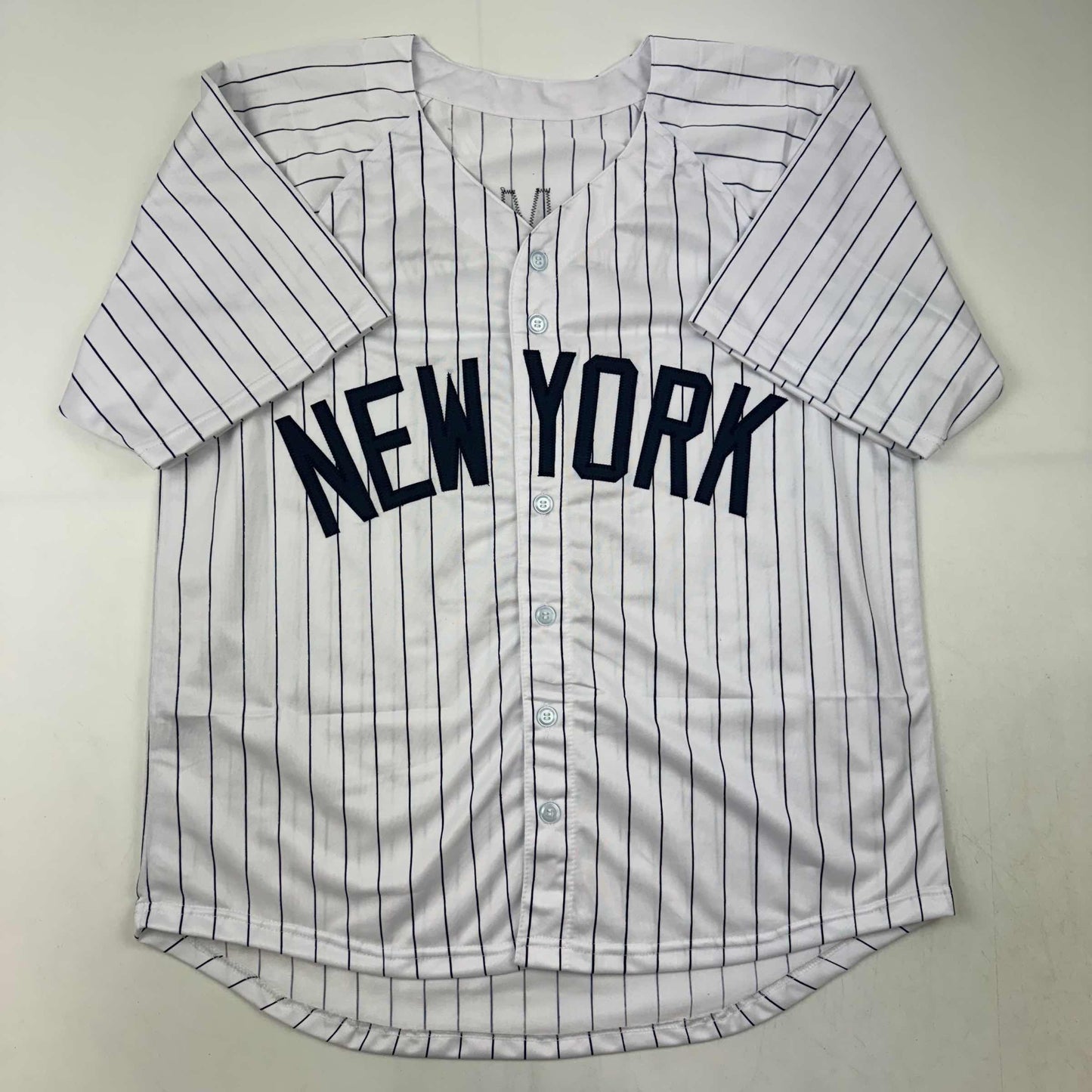 Autographed/Signed Johnny Damon New York Pinstripe Baseball Jersey Beckett BAS COA