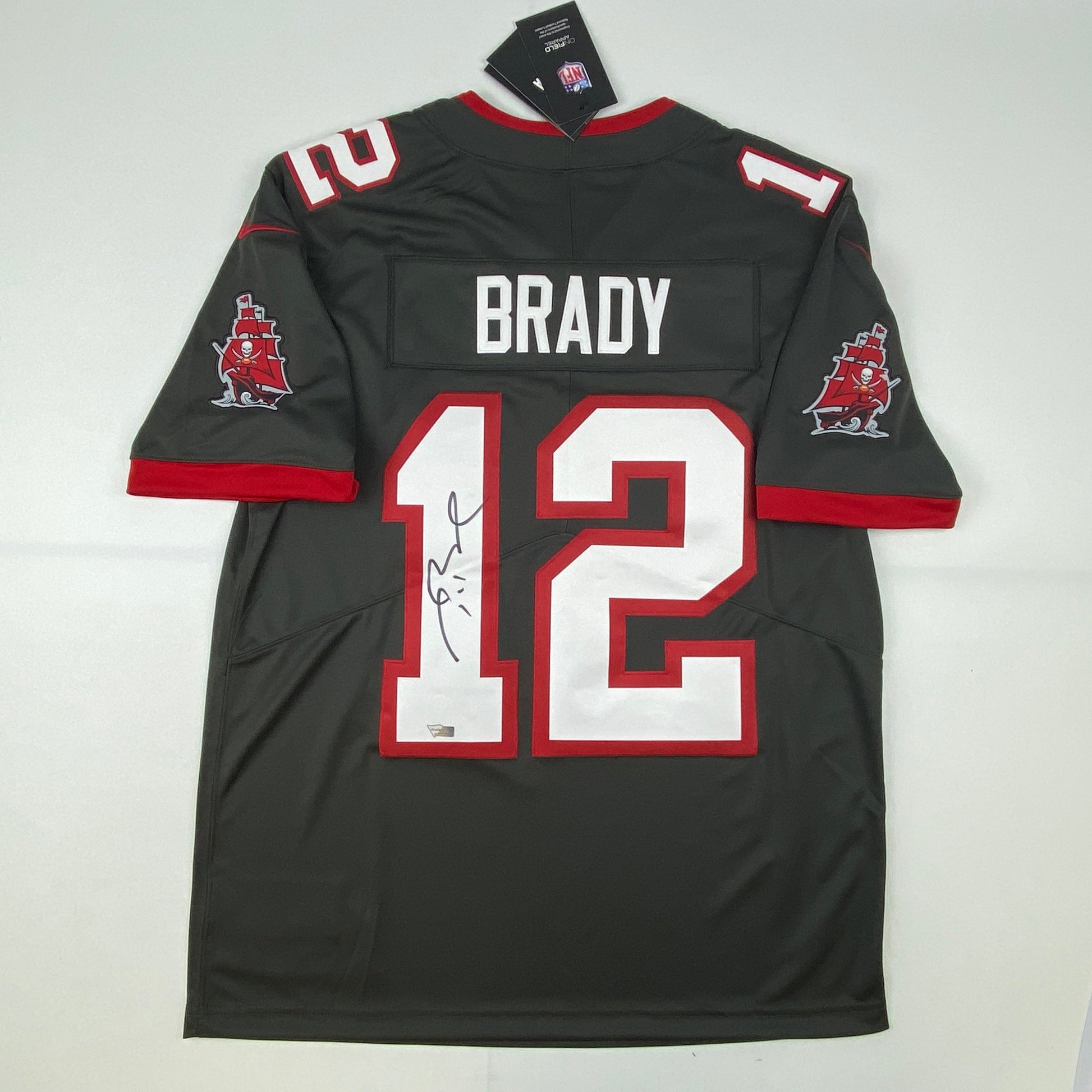 Autographed/Signed Tom Brady Tampa Bay Buccaneers Pewter Grey Authentic Nike Limited Football Jersey Fanatics COA/LOA - Golden Apple Comics