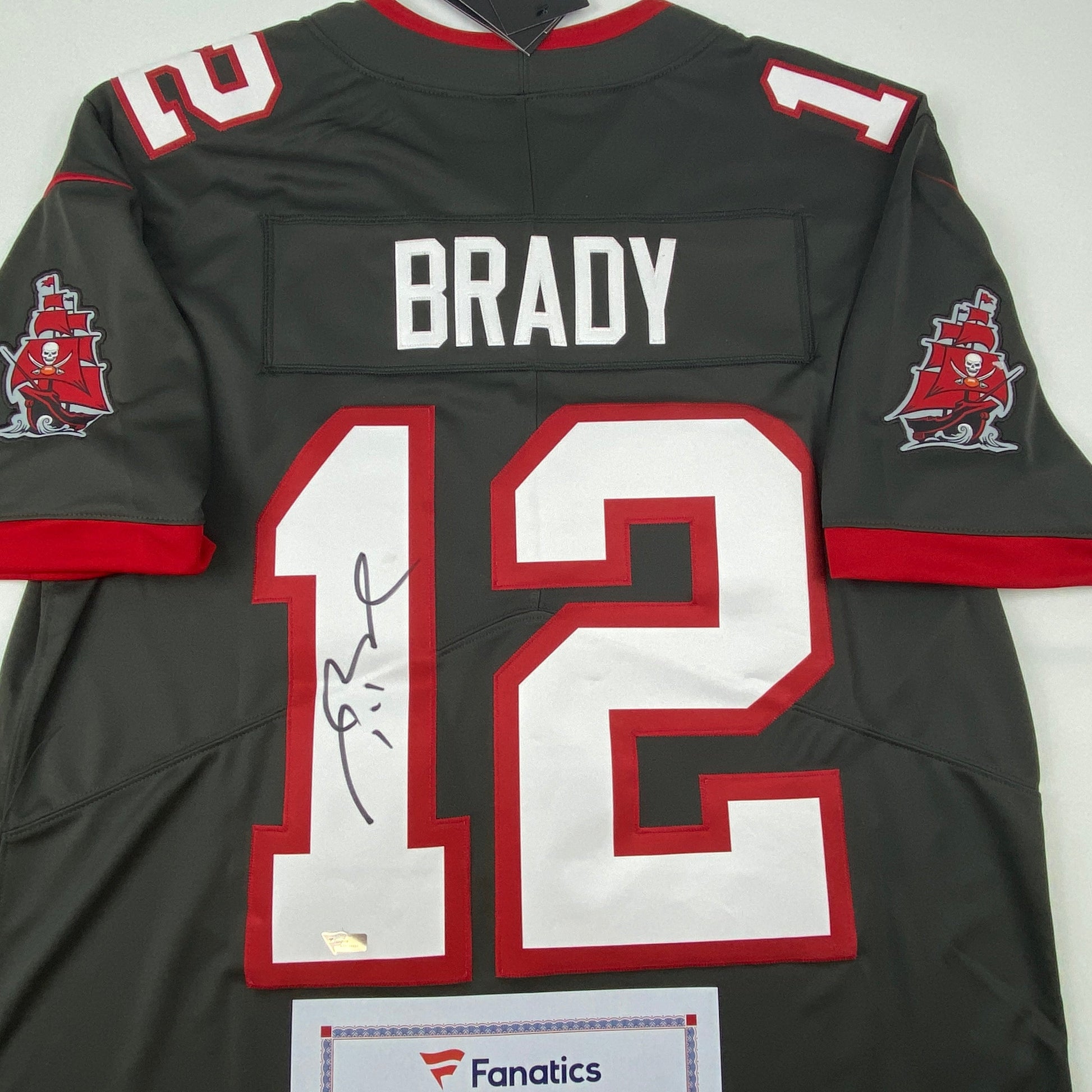 Autographed/Signed Tom Brady Tampa Bay Buccaneers Pewter Grey Authentic Nike Limited Football Jersey Fanatics COA/LOA - Golden Apple Comics