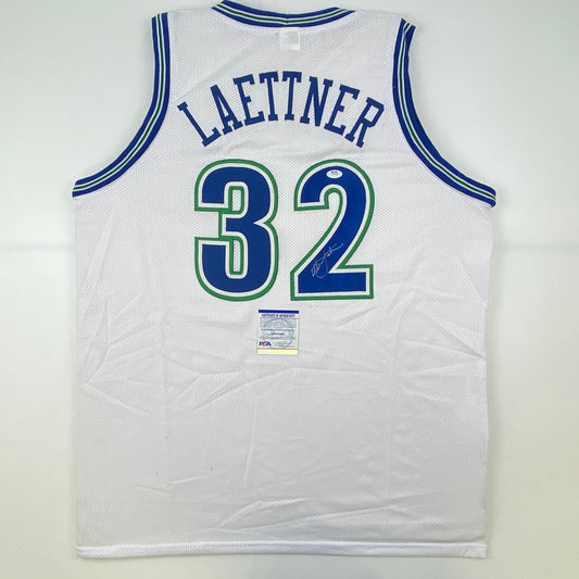 Autographed/Signed Christian Laettner Minnesota White Basketball Jersey PSA/DNA COA