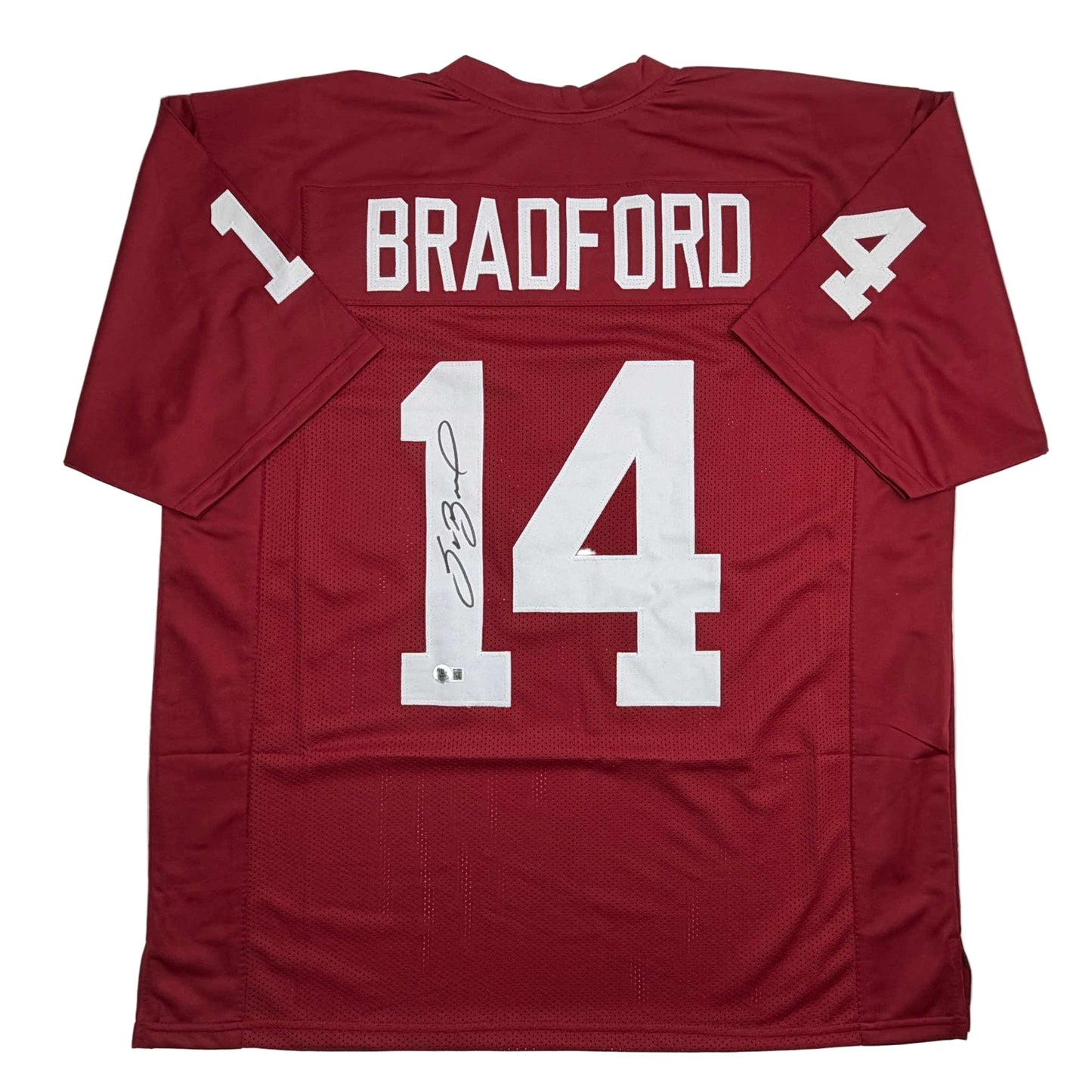 Autographed/Signed Sam Bradford Oklahoma Red College Football Jersey Beckett BAS COA