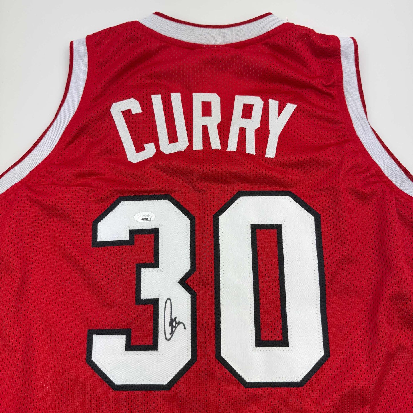 Autographed/Signed Stephen Steph Curry Davidson Wildcats Red College Basketball Jersey JSA COA