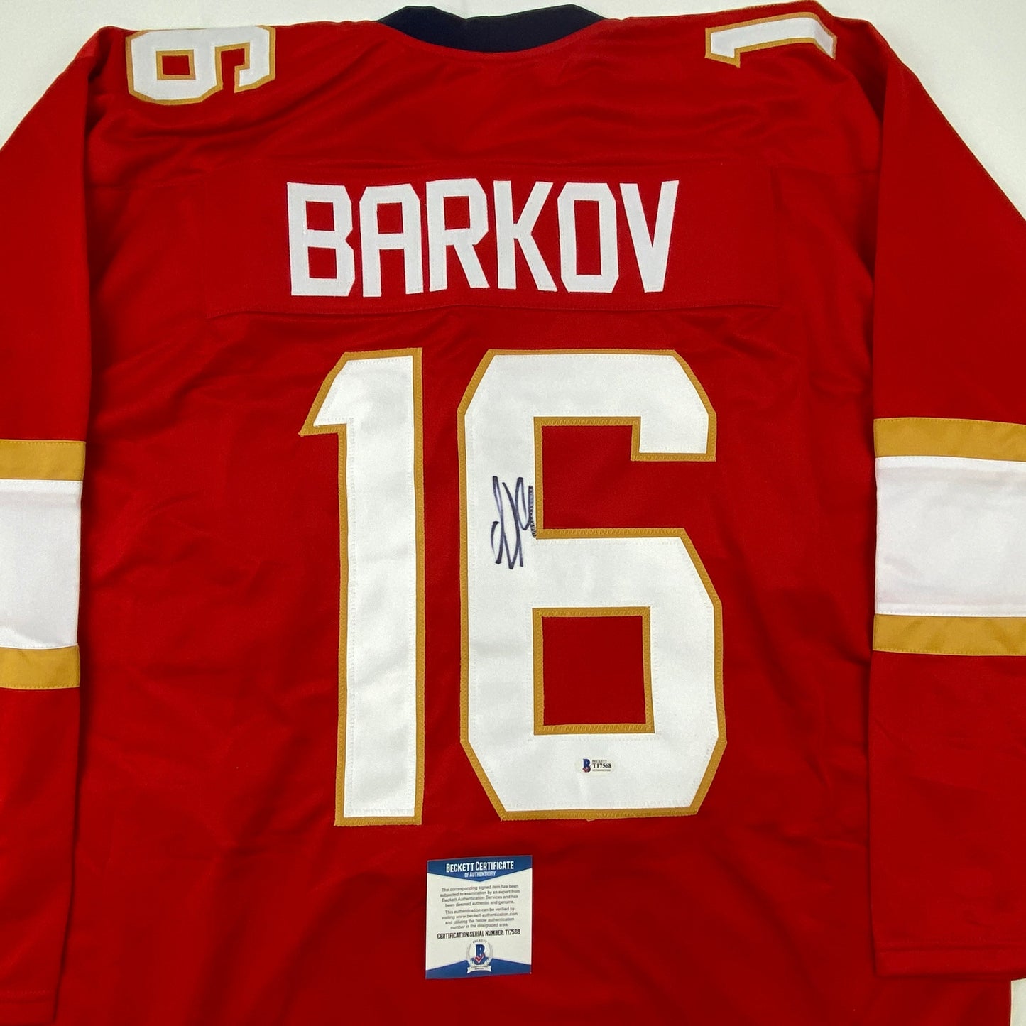 Autographed/Signed Aleksander Barkov Florida Red Hockey Jersey Beckett BAS COA