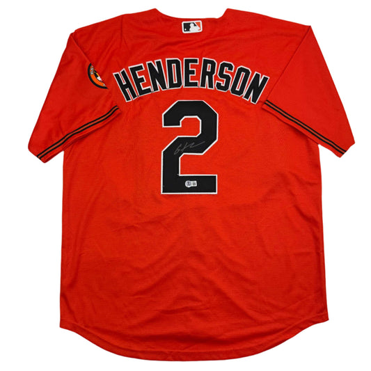 Autographed/Signed Gunnar Henderson Baltimore Orange Baseball Jersey Beckett BAS COA
