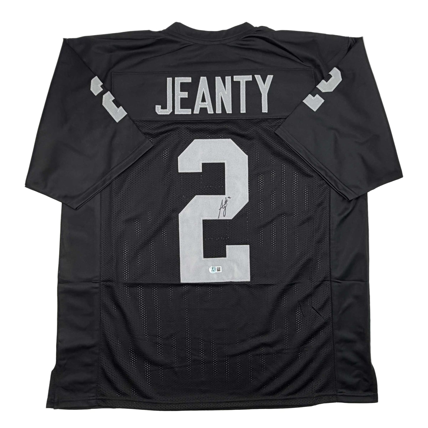 Autographed/Signed Ashton Jeanty Oakland Black Football Jersey Beckett BAS COA