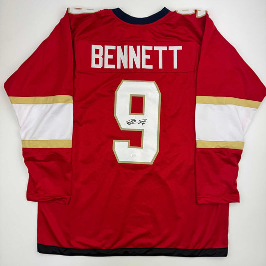 Autographed/Signed Sam Bennett Florida Red Hockey Jersey JSA COA