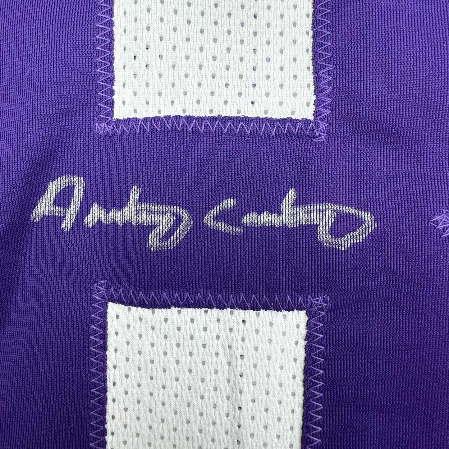 Framed Autographed/Signed Anthony Carter 35x39 Minnesota White Football Jersey JSA COA