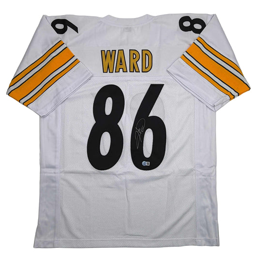 Autographed/Signed Hines Ward Pittsburgh White Football Jersey Beckett BAS COA