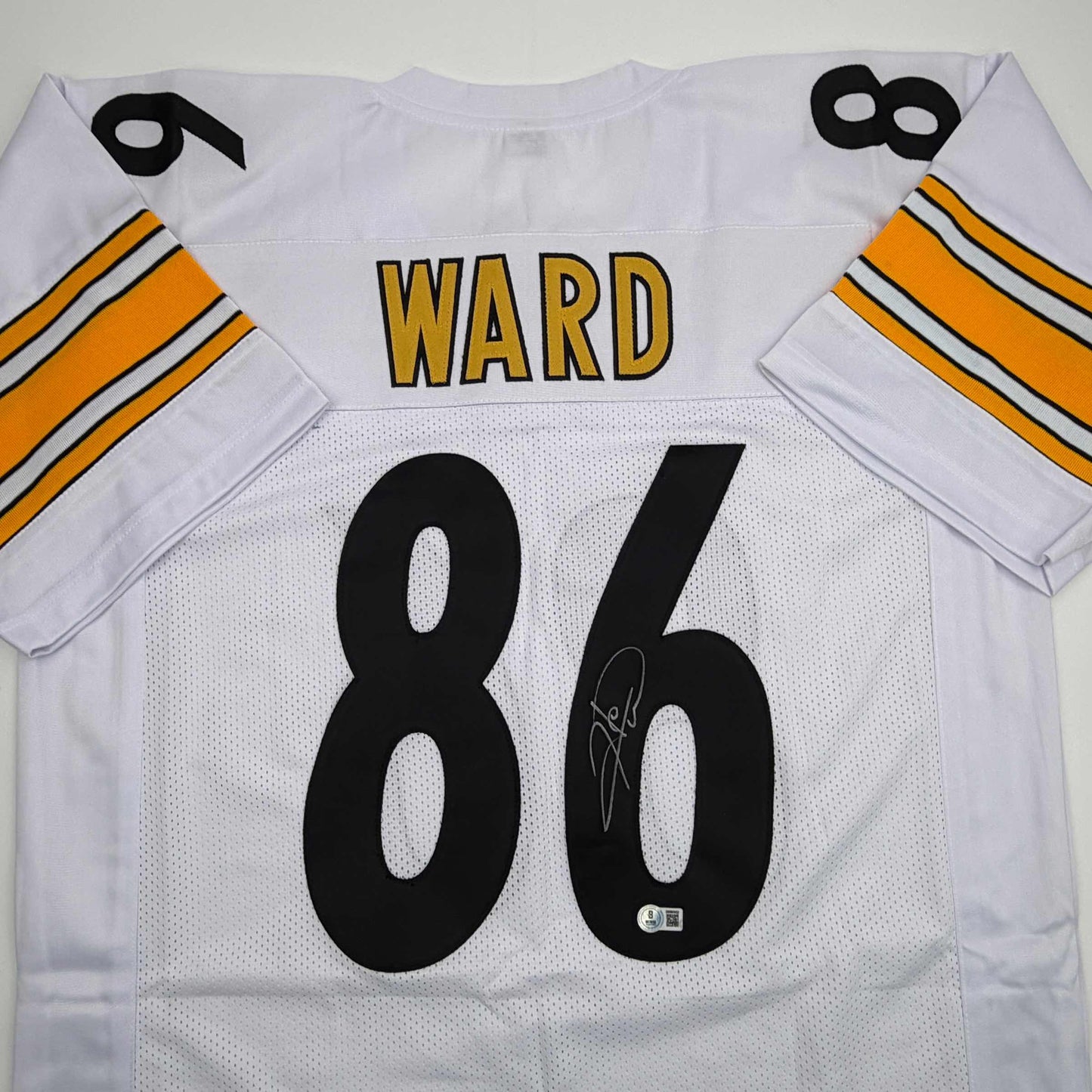 Autographed/Signed Hines Ward Pittsburgh White Football Jersey Beckett BAS COA