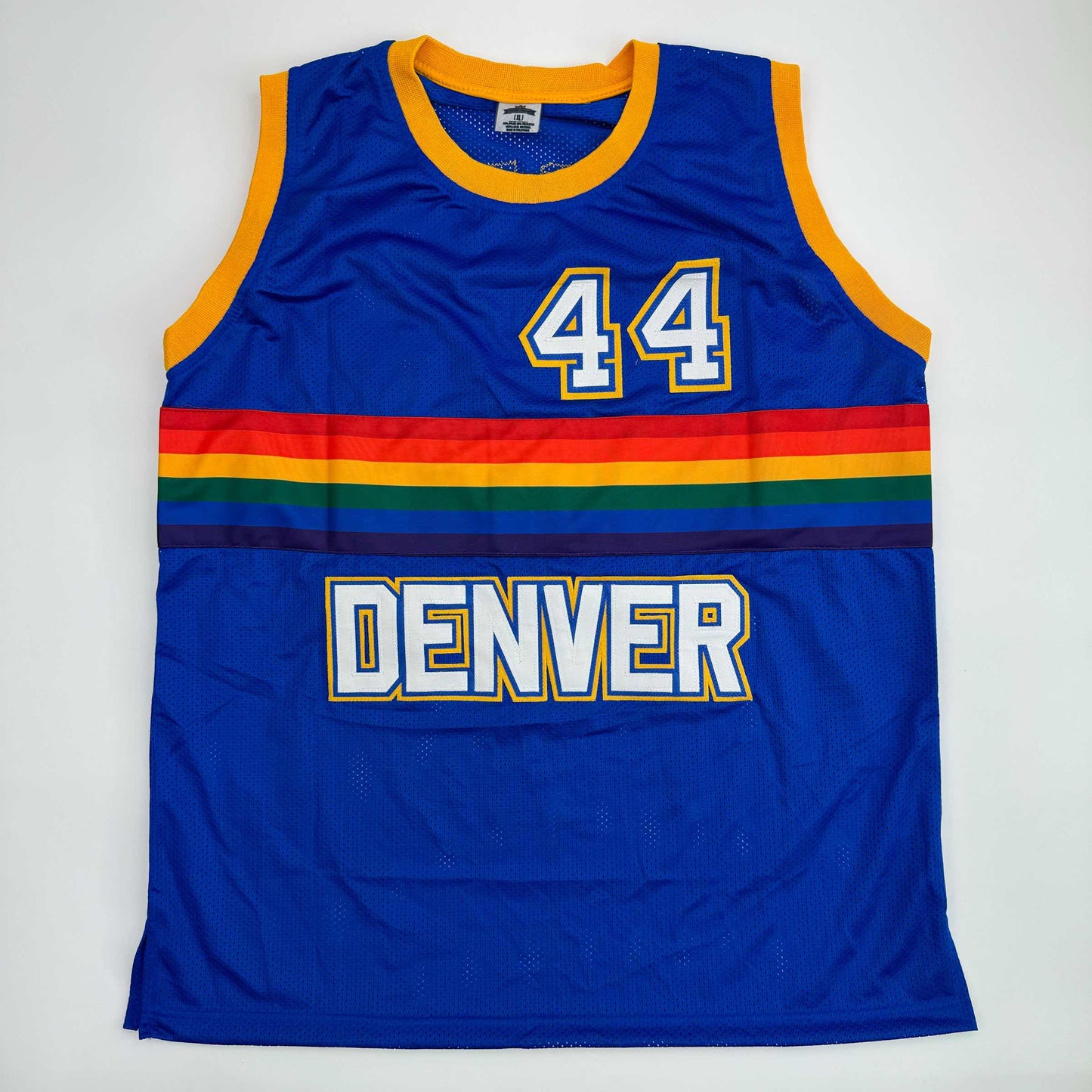 Autographed/Signed Dan Issel Denver Blue Retro Rainbow Basketball Jersey JSA COA