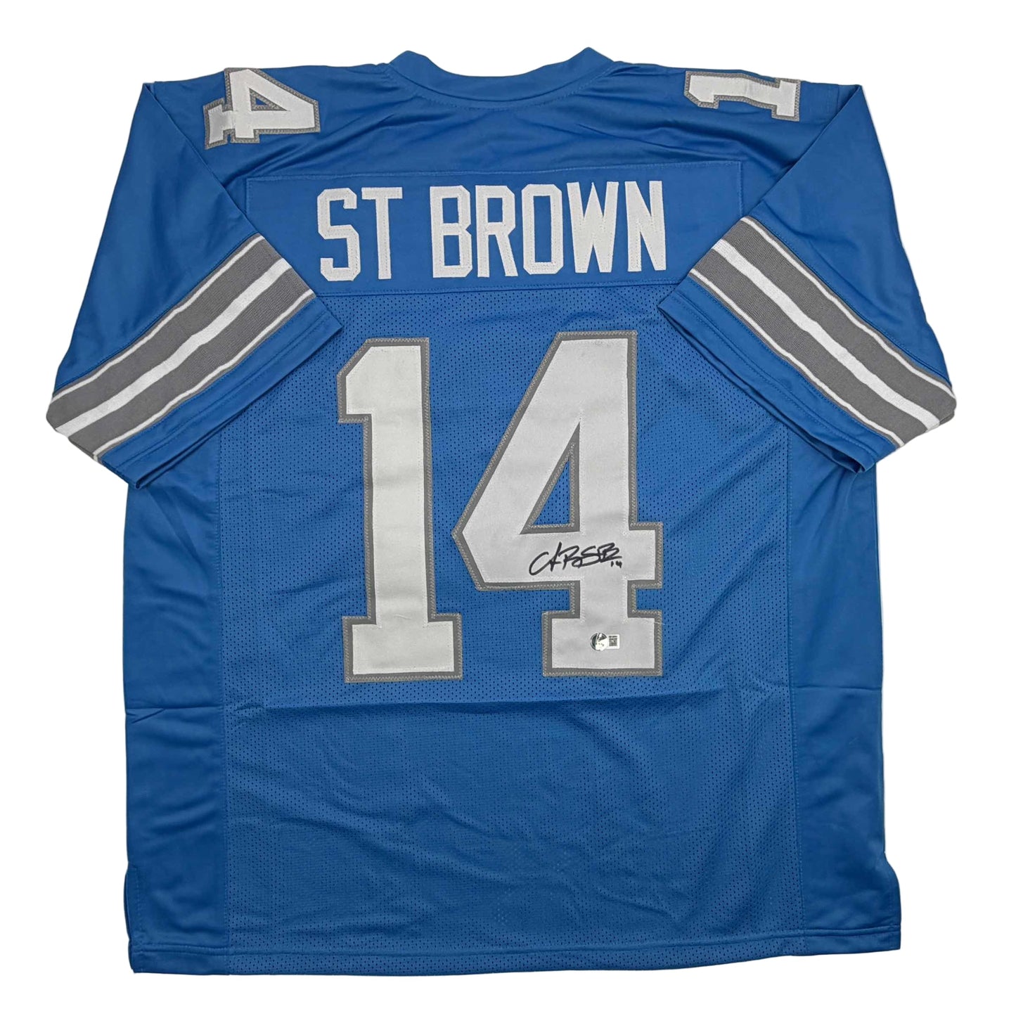 Autographed/Signed Amon-Ra St. Brown Detroit Current Blue Football Jersey Beckett BAS COA - Golden Apple Comics