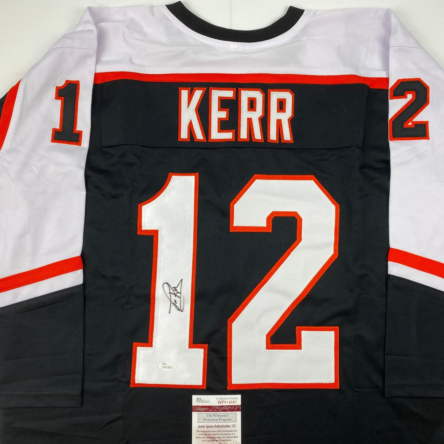 Autographed/Signed Tim Kerr Philadelphia Black Hockey Jersey JSA COA