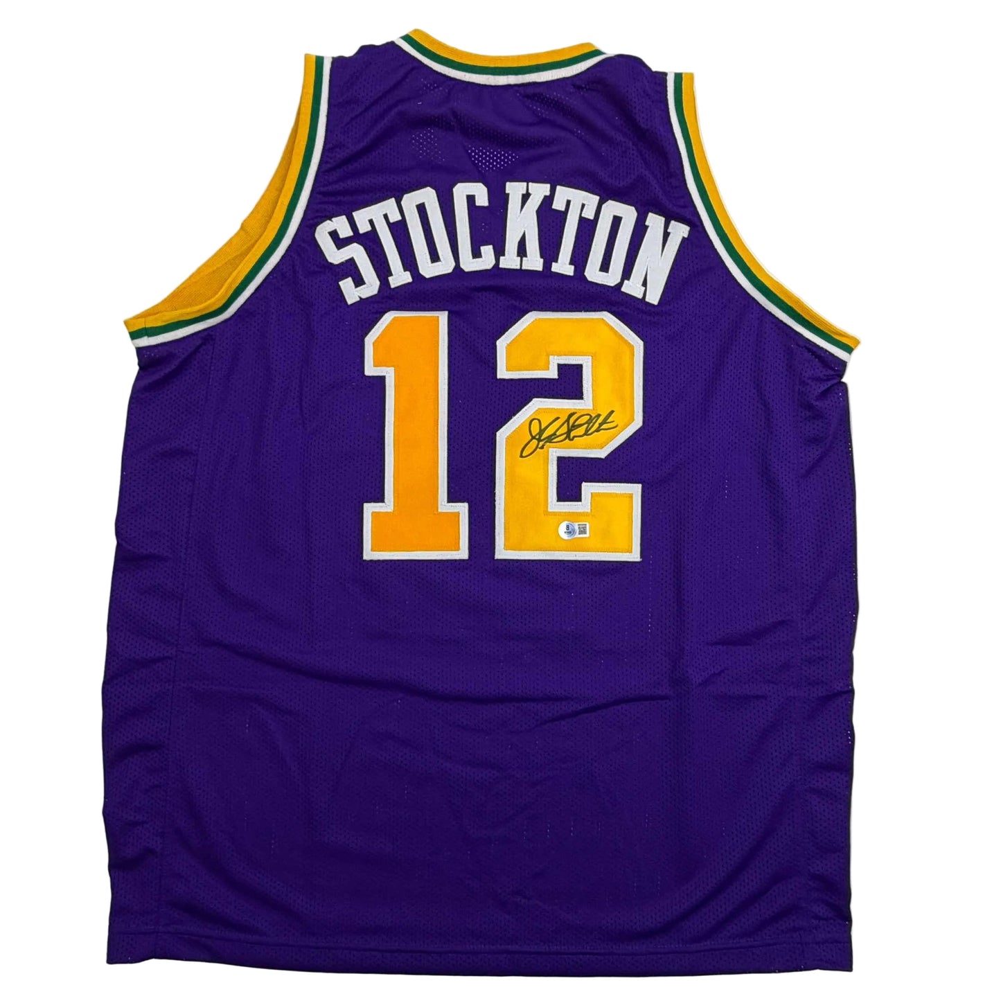 Autographed/Signed John Stockton Utah Purple Basketball Jersey Beckett BAS COA - Golden Apple Comics