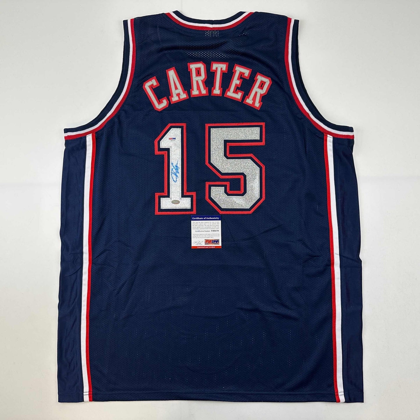 Autographed/Signed Vince Carter New Jersey NJ Navy Blue Basketball Jersey PSA/DNA COA