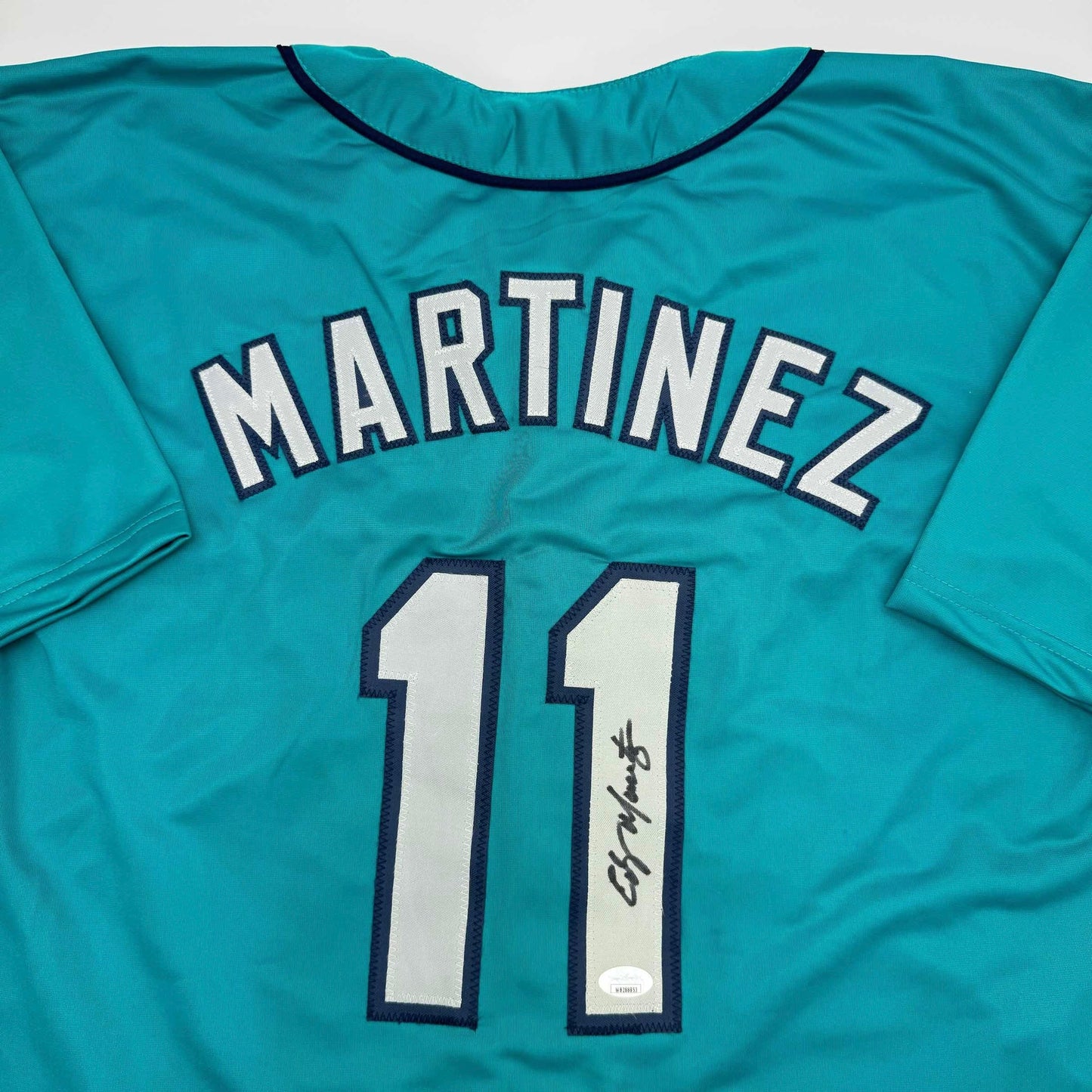 Autographed/Signed Edgar Martinez Seattle Teal Baseball Jersey JSA COA