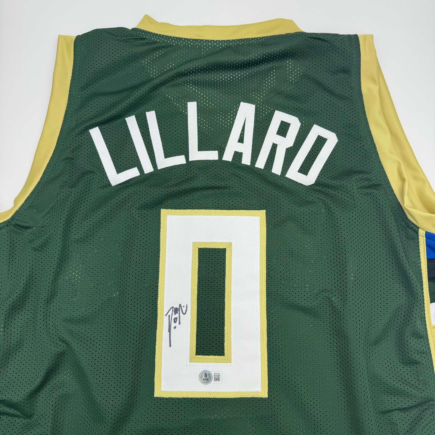 Autographed/Signed Damian Lillard Milwaukee Green Basketball Jersey Beckett BAS COA #2