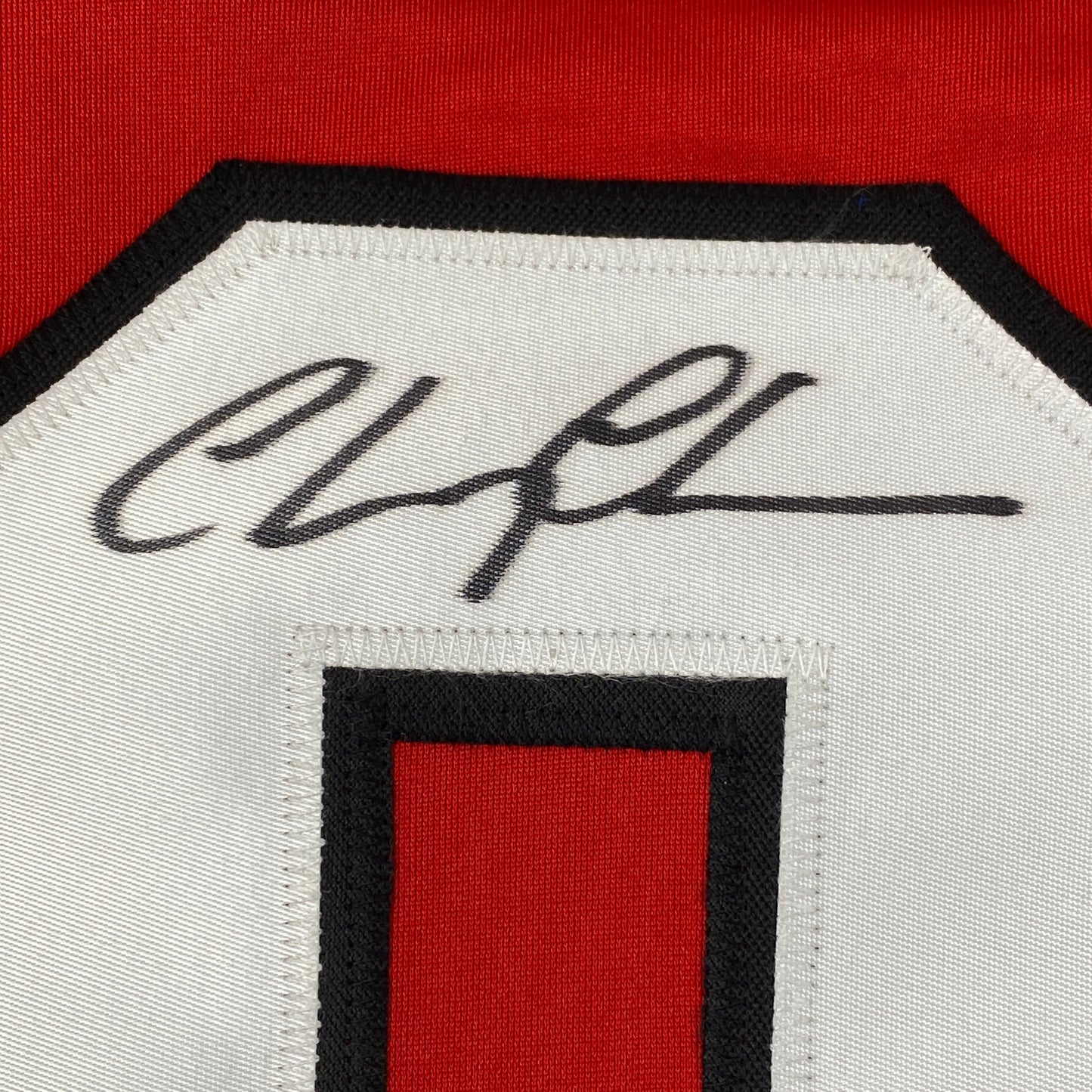 Autographed/Signed Chevy Chase Clark Griswold Christmas Vacation Movie Chicago Red Hockey Jersey Beckett BAS COA