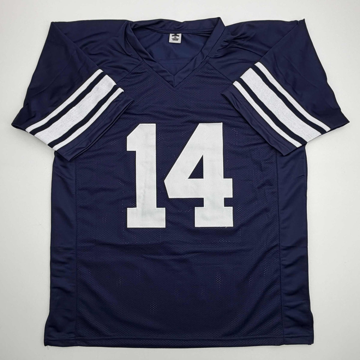 Autographed/Signed Ty Detmer Heisman 90 Brigham Young BYU Blue College Football Jersey JSA COA - Golden Apple Comics