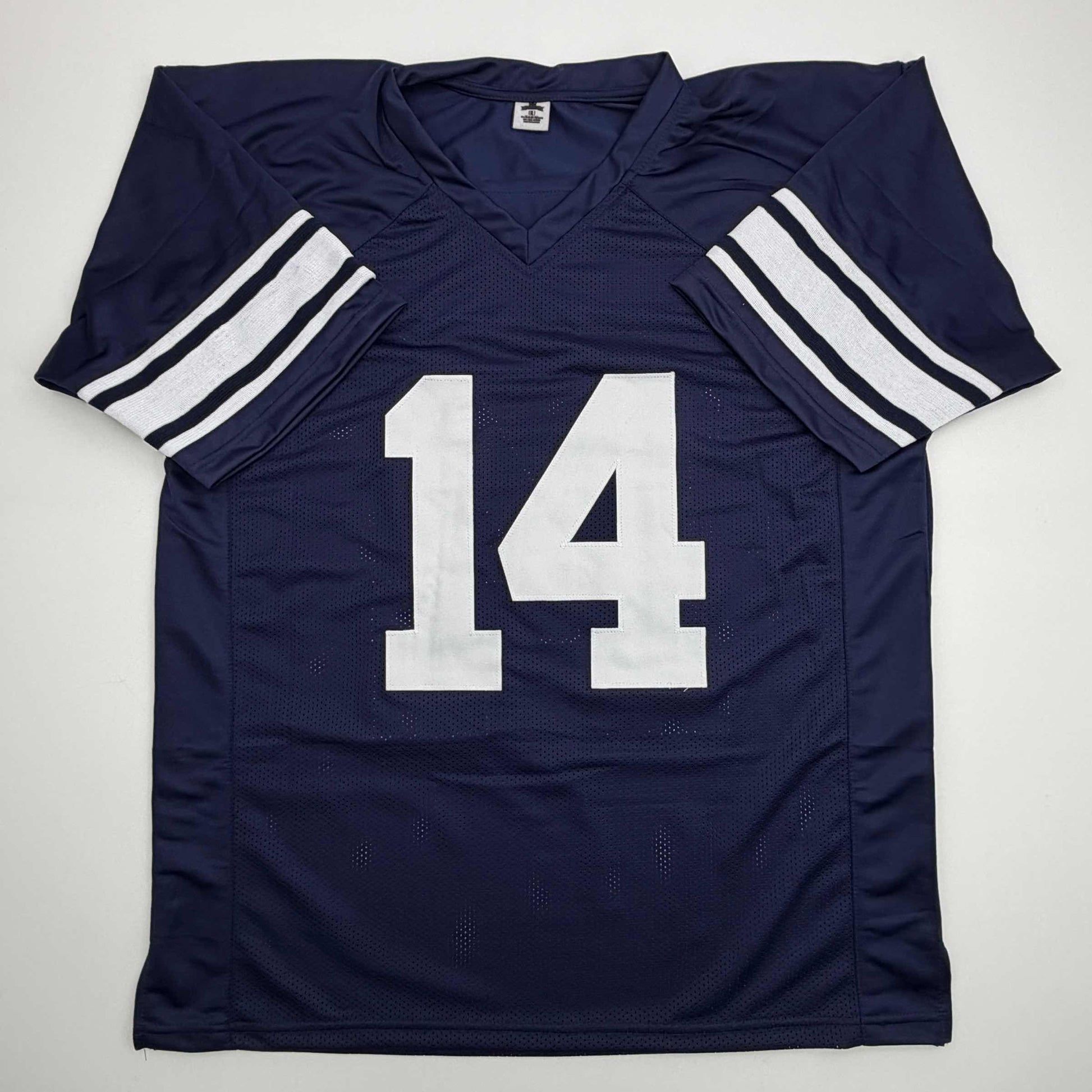 Autographed/Signed Ty Detmer Heisman 90 Brigham Young BYU Blue College Football Jersey JSA COA - Golden Apple Comics