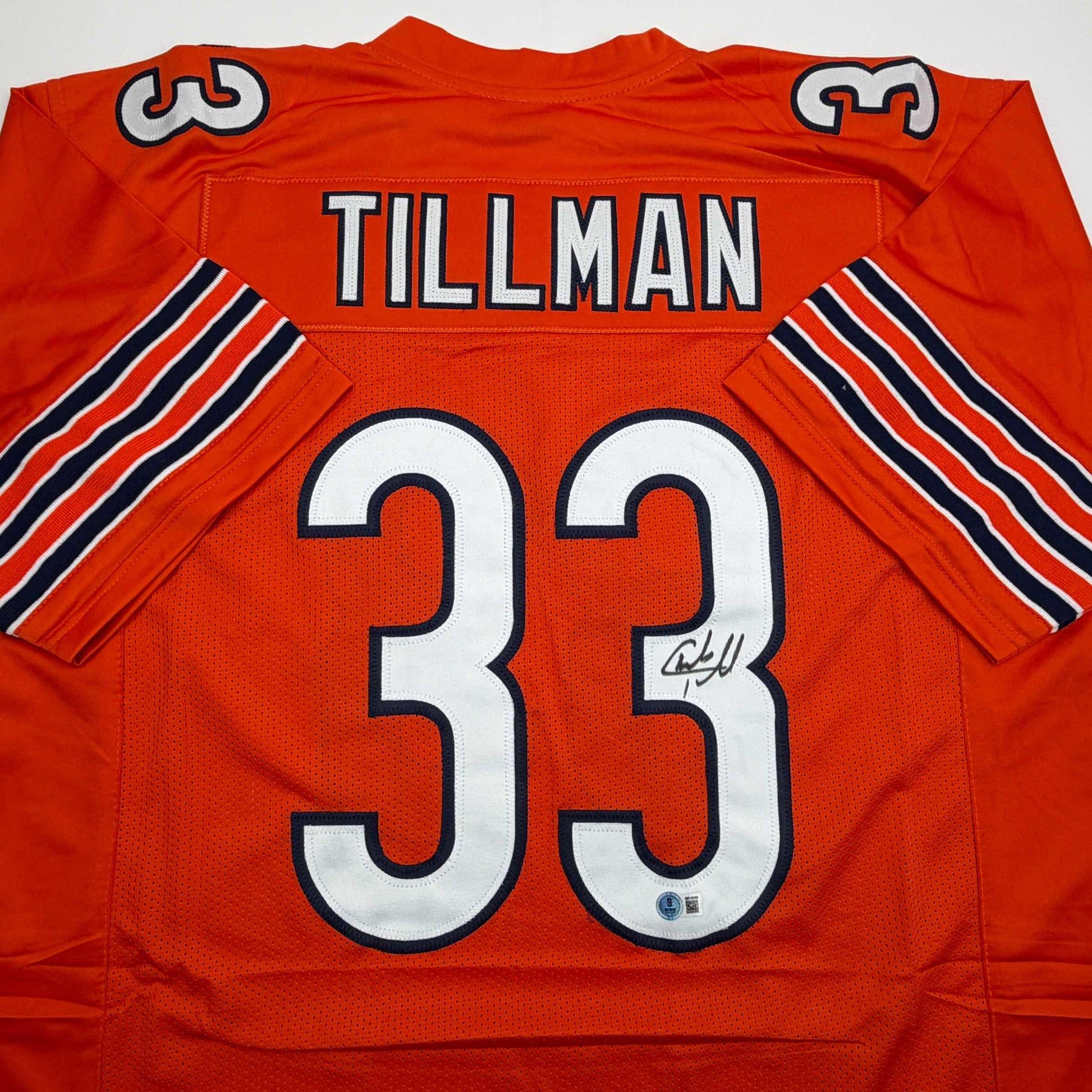 Autographed/Signed Charles Tillman Peanut Chicago Orange Football Jersey Beckett BAS COA - Golden Apple Comics