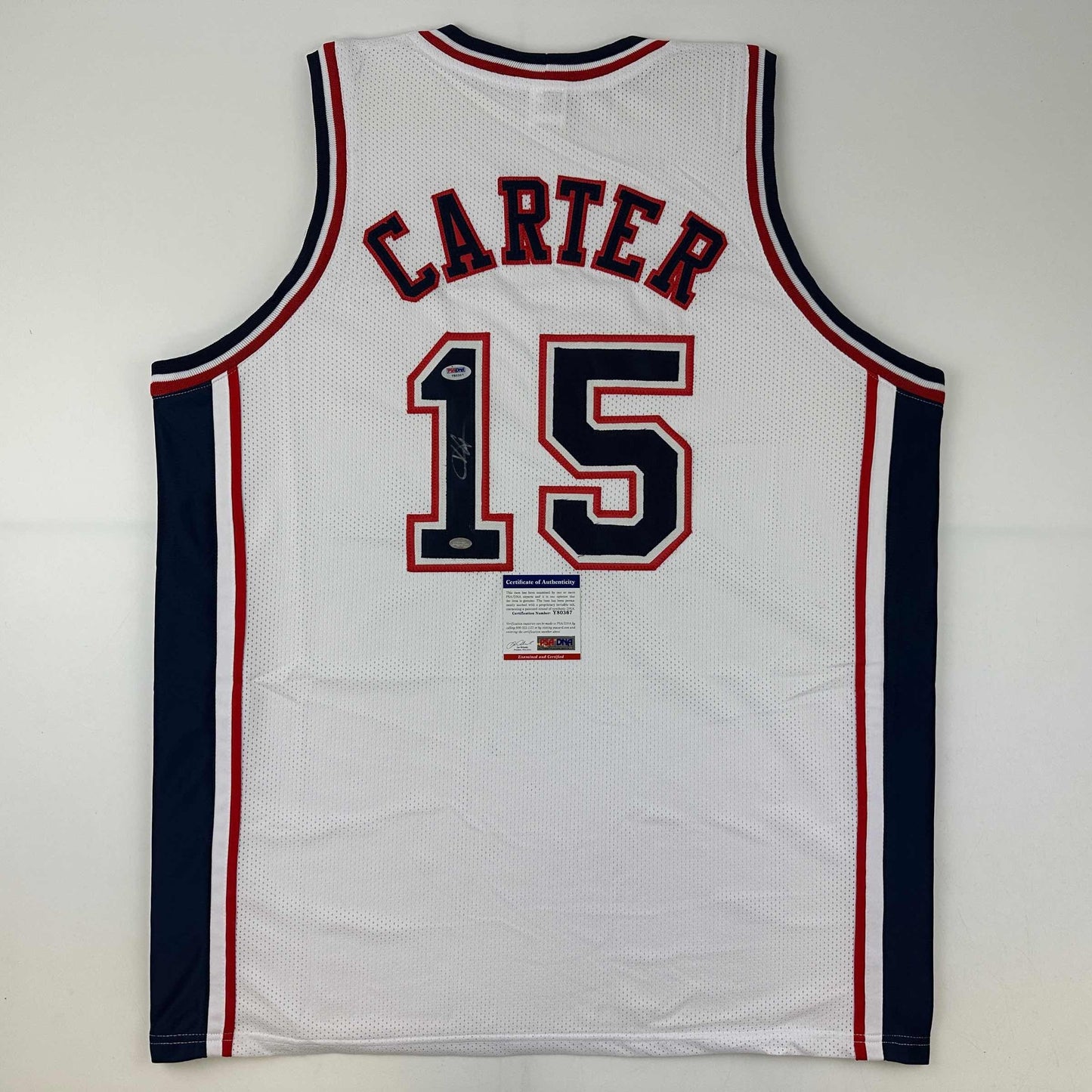 Autographed/Signed Vince Carter New Jersey NJ White Basketball Jersey PSA/DNA COA