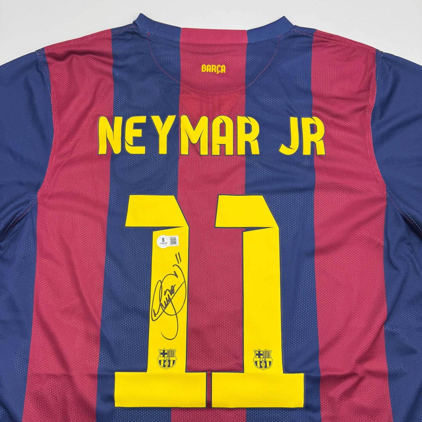 Autographed/Signed Neymar Jr FC Barcelona Blue Soccer Jersey Beckett BAS COA