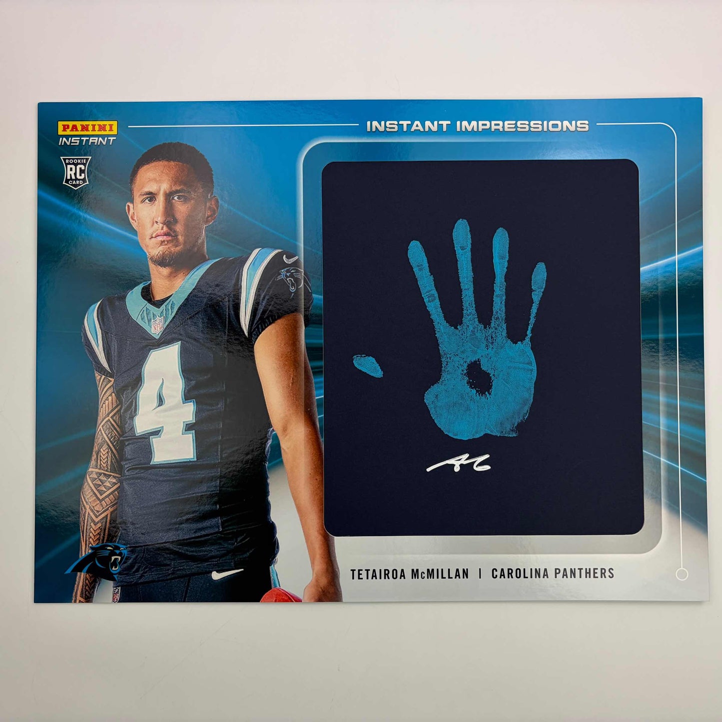 2025 Panini Instant Impressions Tetairoa McMillan #II-13 18x24 Hand Print Autographed Auto /10 Carolina Panthers Rookie RC Oversized Football Card - Golden Apple Comics